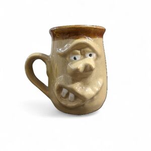 Vintage Stoneware Ugly Face Mug (1970s)